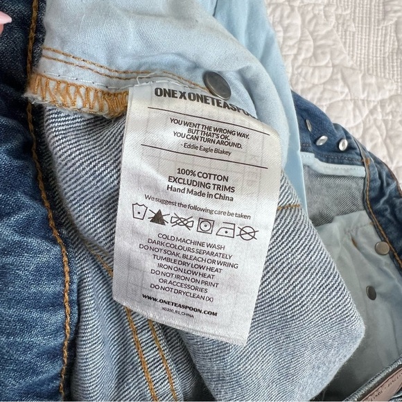 One Teaspoon Shorts Women 25 High Waist Bandits Relaxed Fit Twisted Cuff Hem B21 - Picture 7 of 10